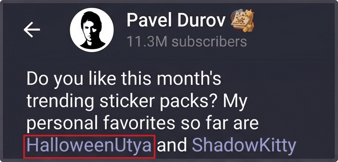 Pavel Durov Telegram post mentioning HalloweenUtya